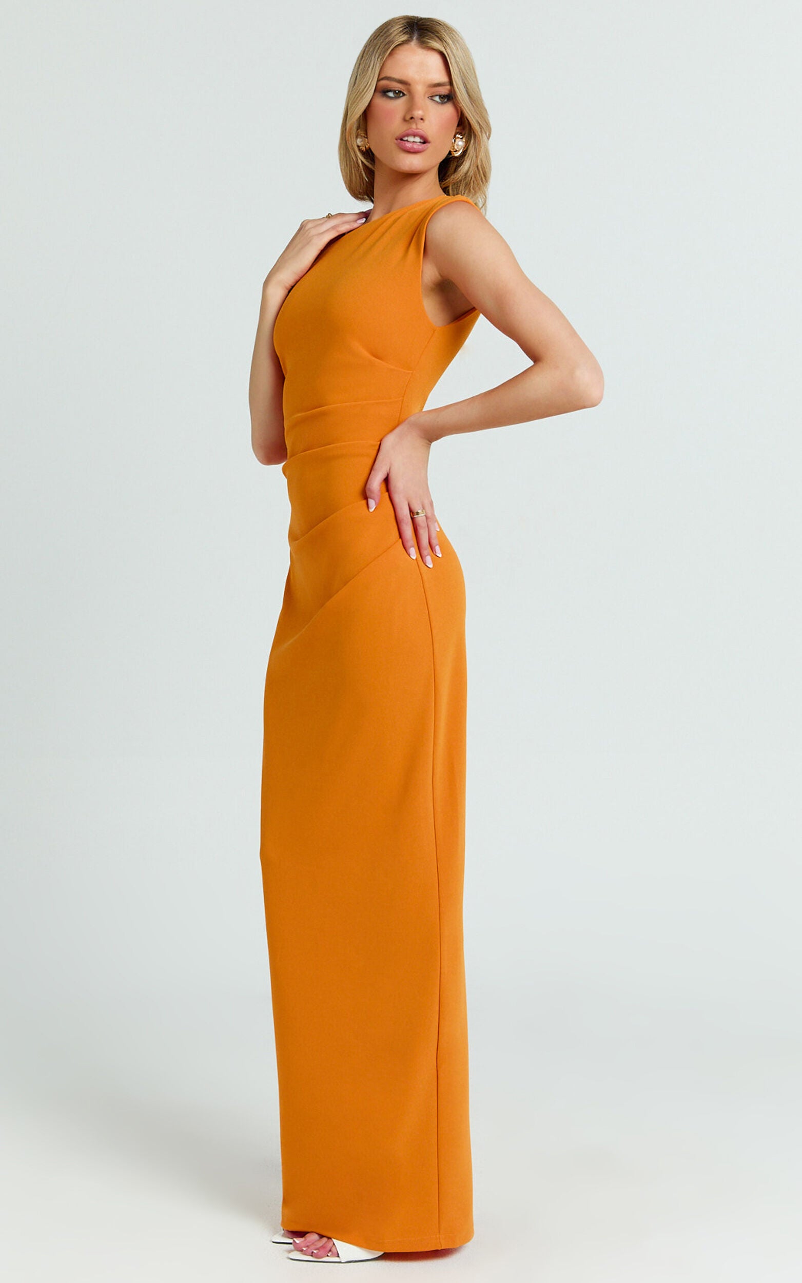 Genie Maxi Dress - Off The Shoulder Dress in Orange