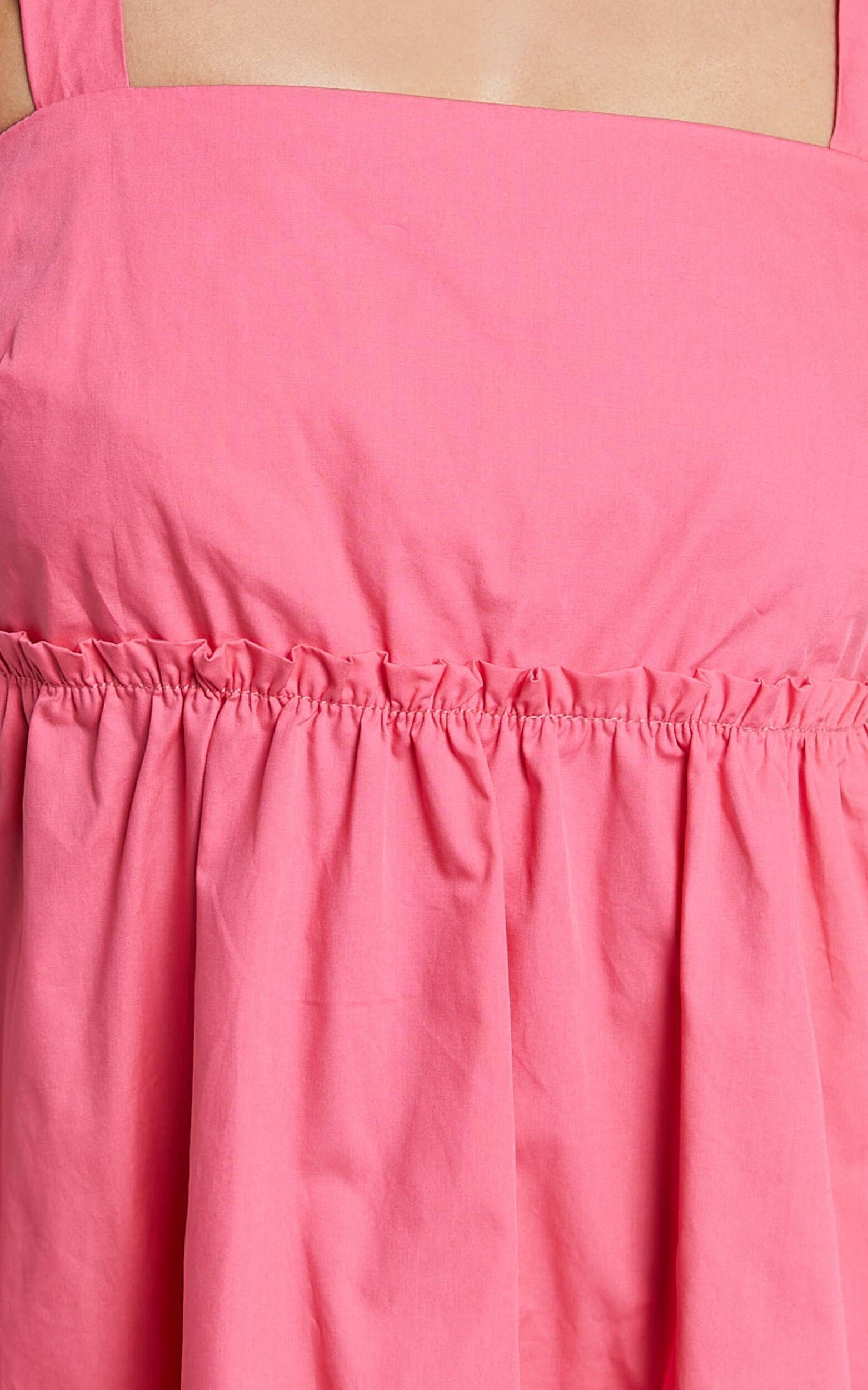 Eliana Mini Dress - Square Neck Tiered Smock Dress in Berry