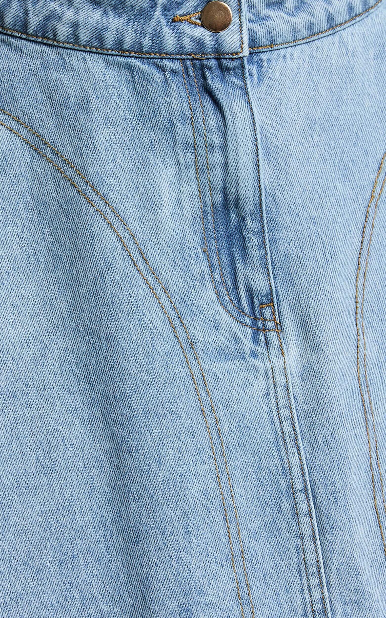 Koemi Skirt - High Waisted Denim Flare in Light Blue Wash