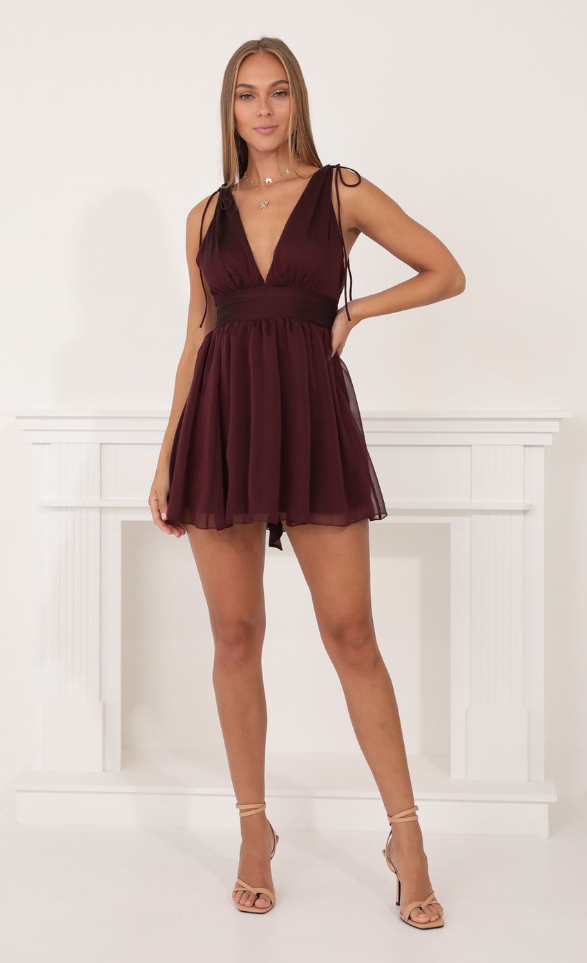 Chiffon Dress in Burgundy
