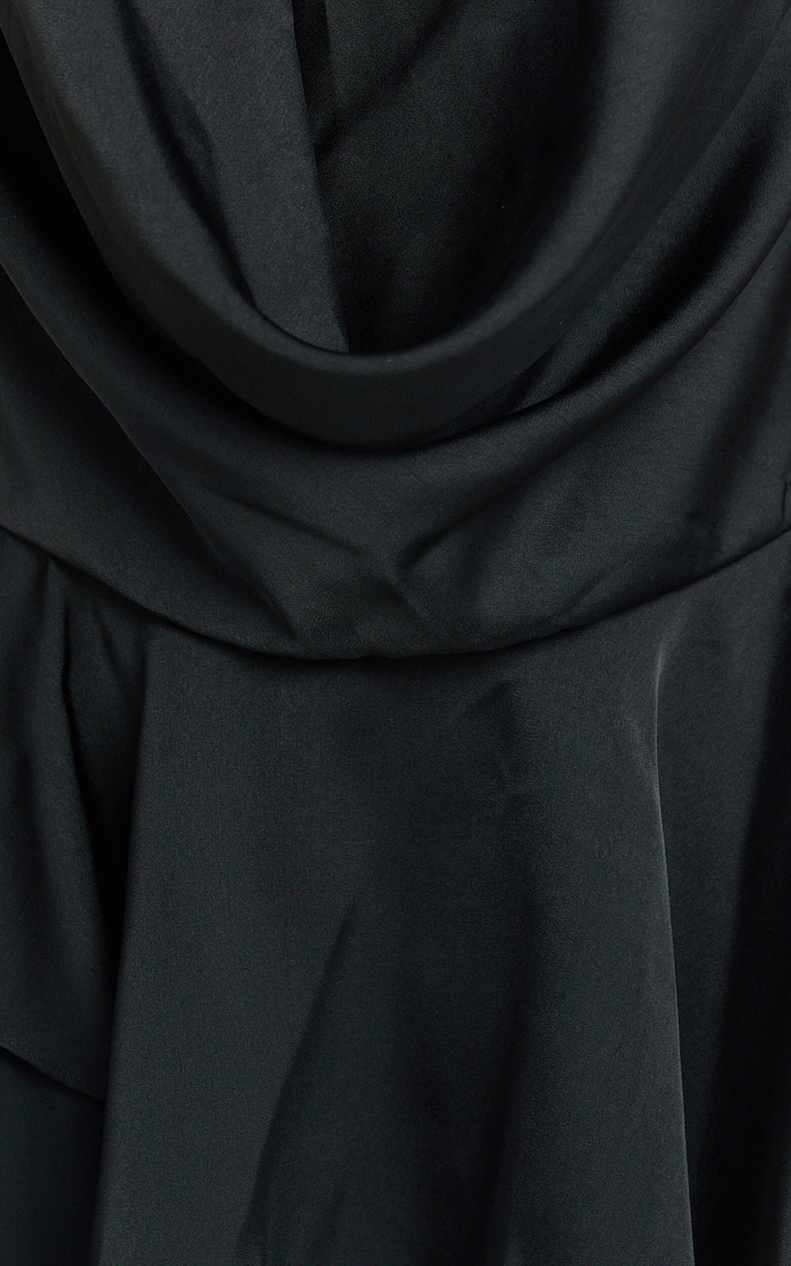 Tanisha Mini Dress - Halter Cowl Neck Asymmetrical Skirt Dress in Black