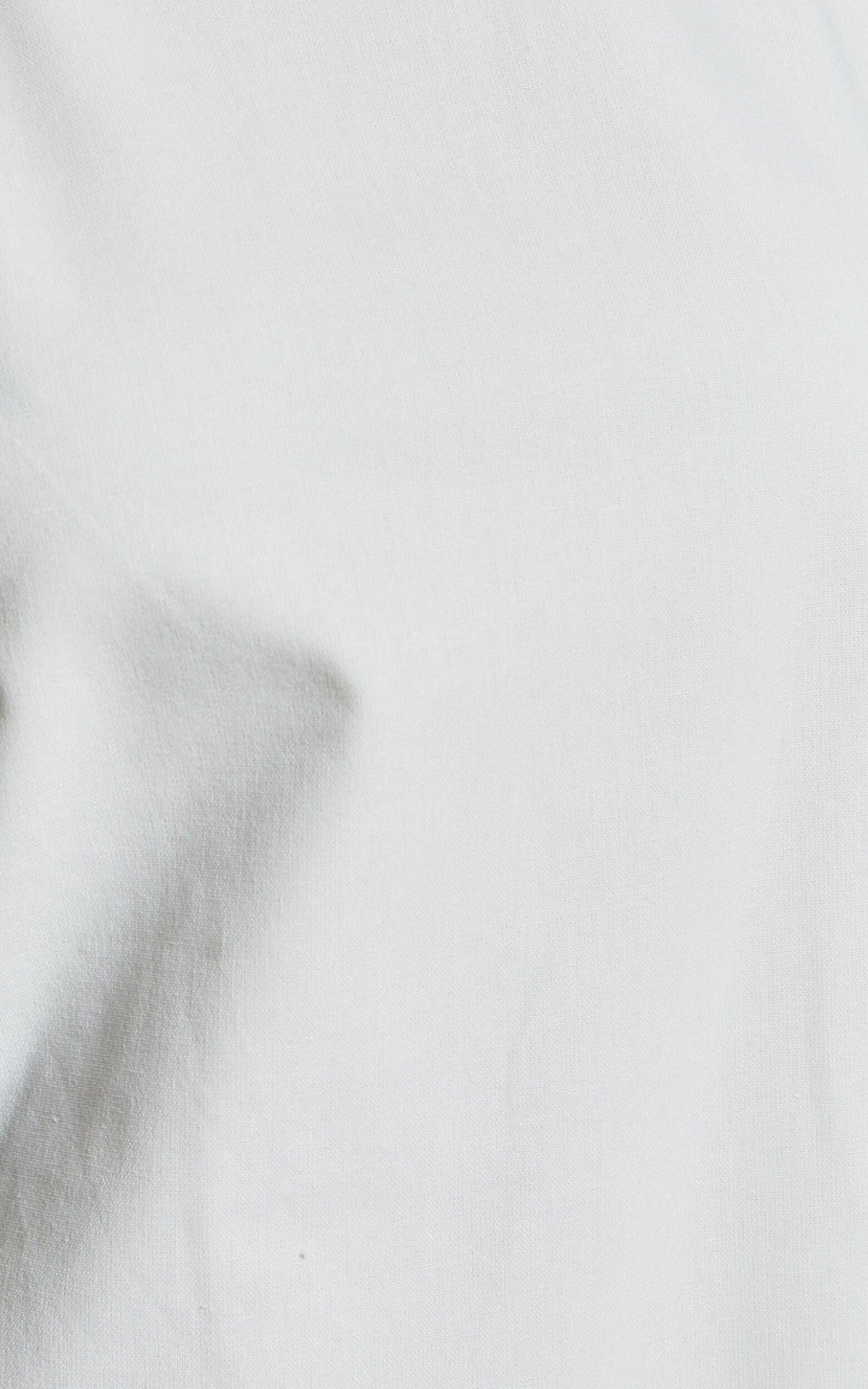 Elda Mini Dress - Linen High Neck Shift Dress in Off White