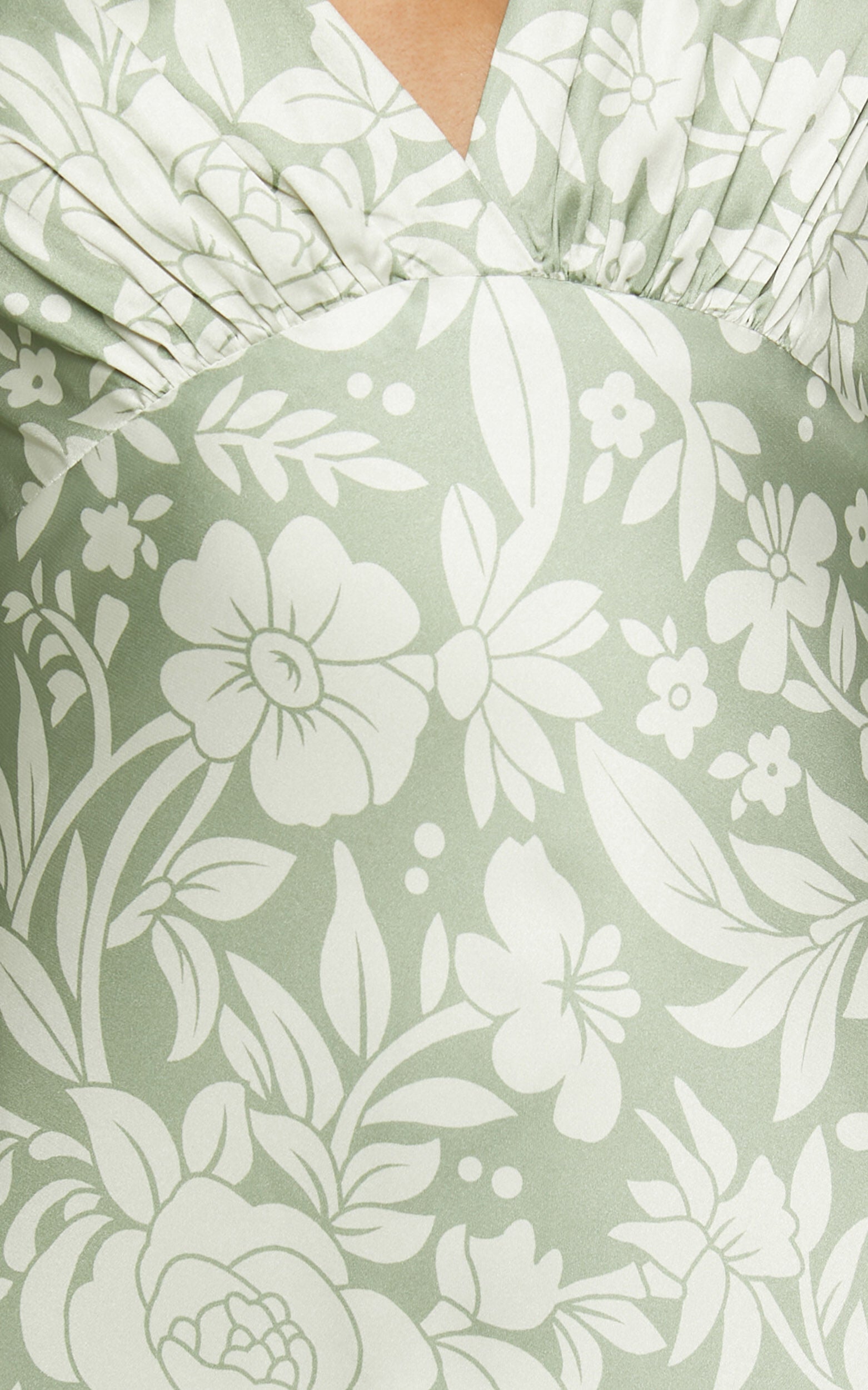 Freollyn Midi Dress - Deep V Neck Long Sleeve Dress in Sage