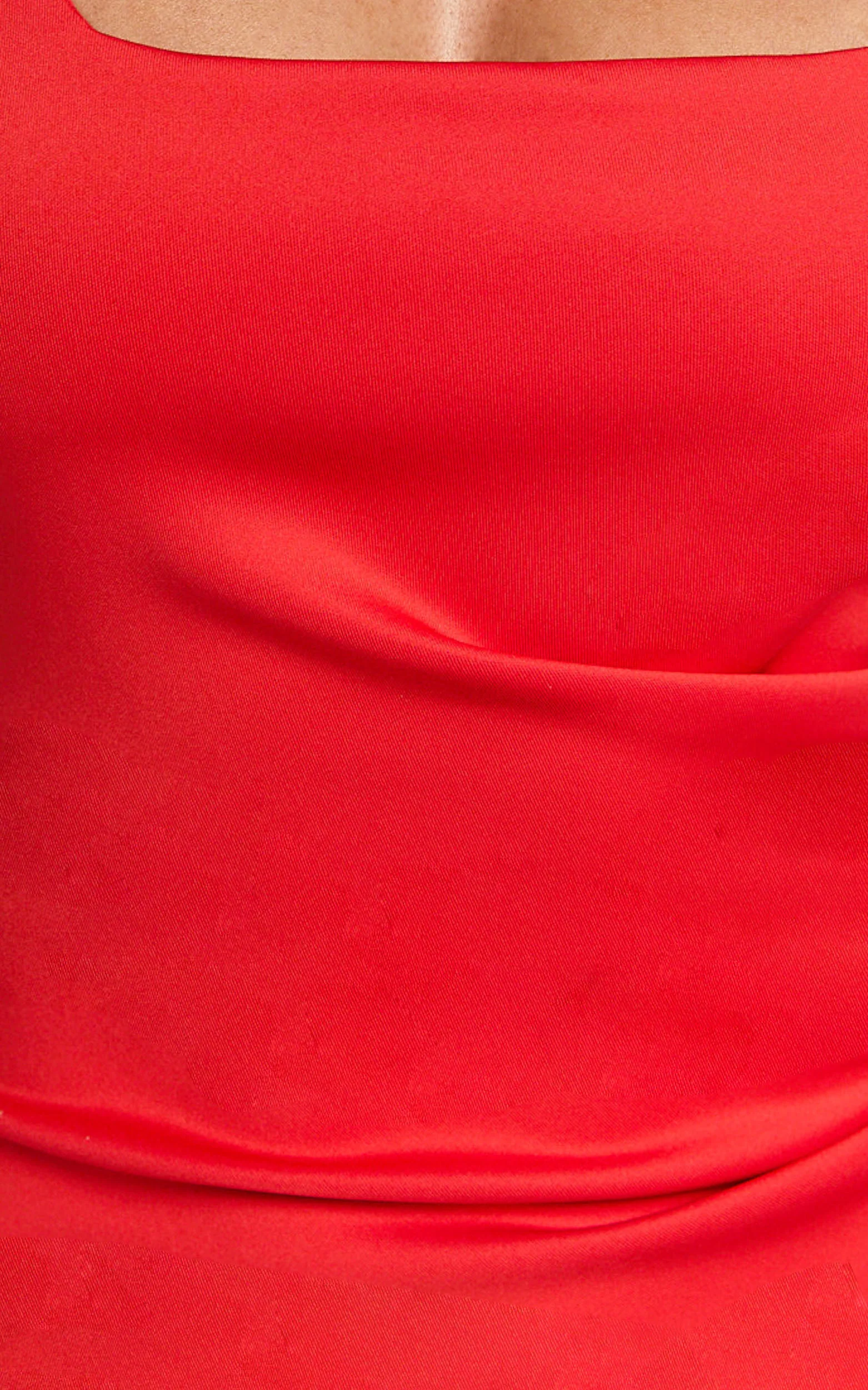 Big Love Mini Dress - Square Neck Bodycon Dress in Red