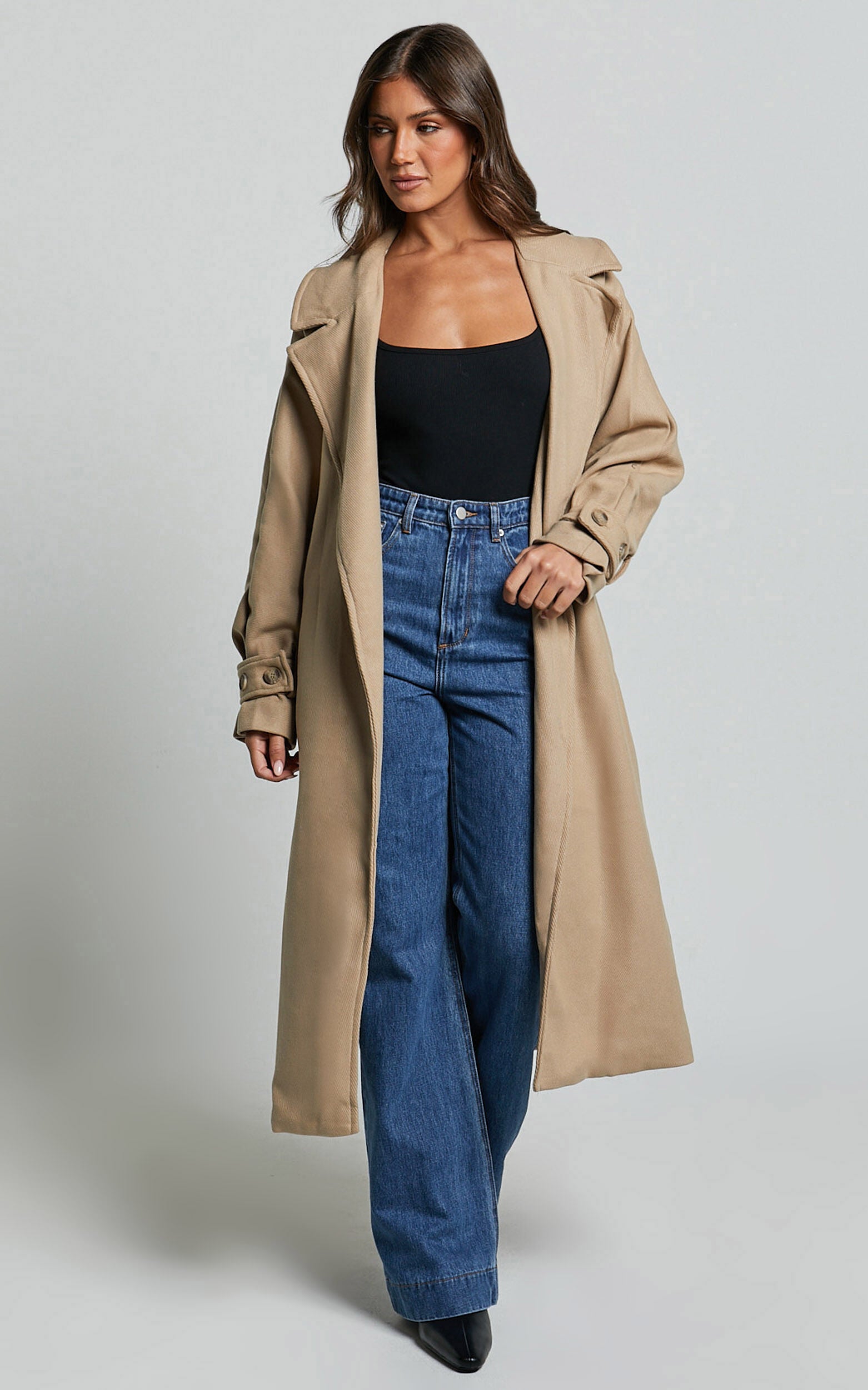 Mella Coat - Belted Longline Coat in Camel