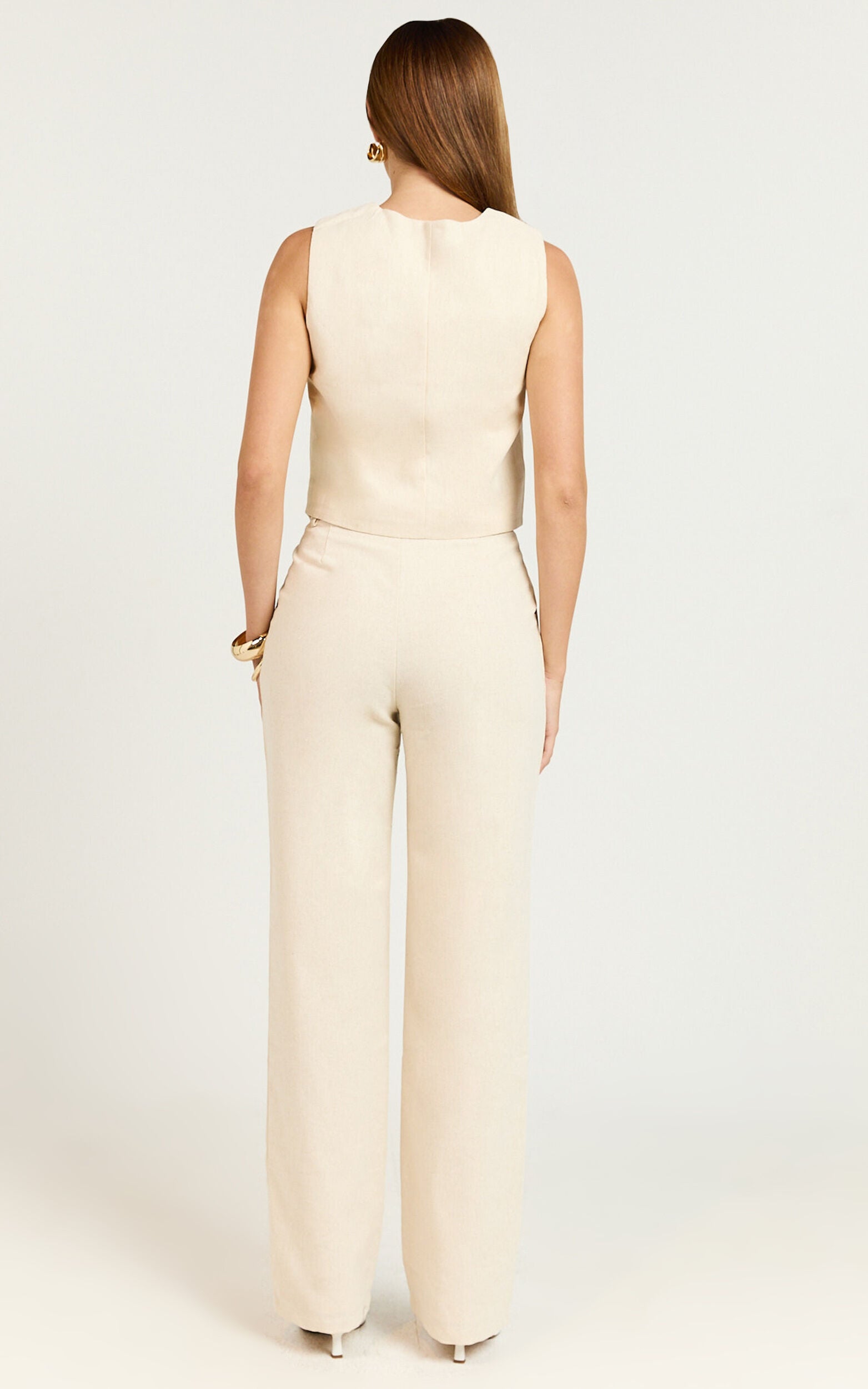 Kiraye Pants - Linen High Waist Tailored Pants in Natural
