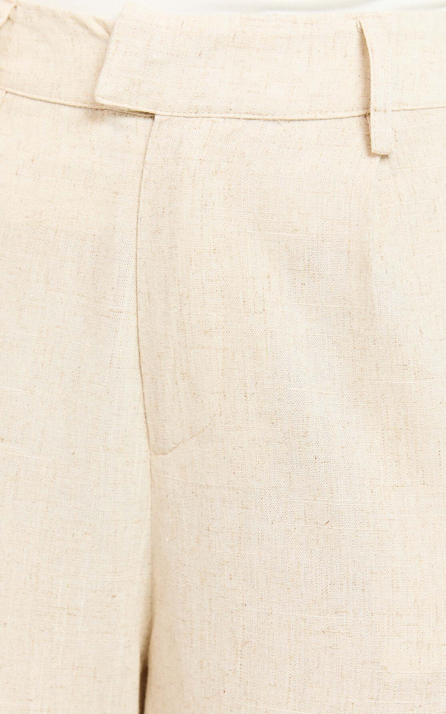 Nate Pants - Mid Waist Tailored Linen Pants in Natural