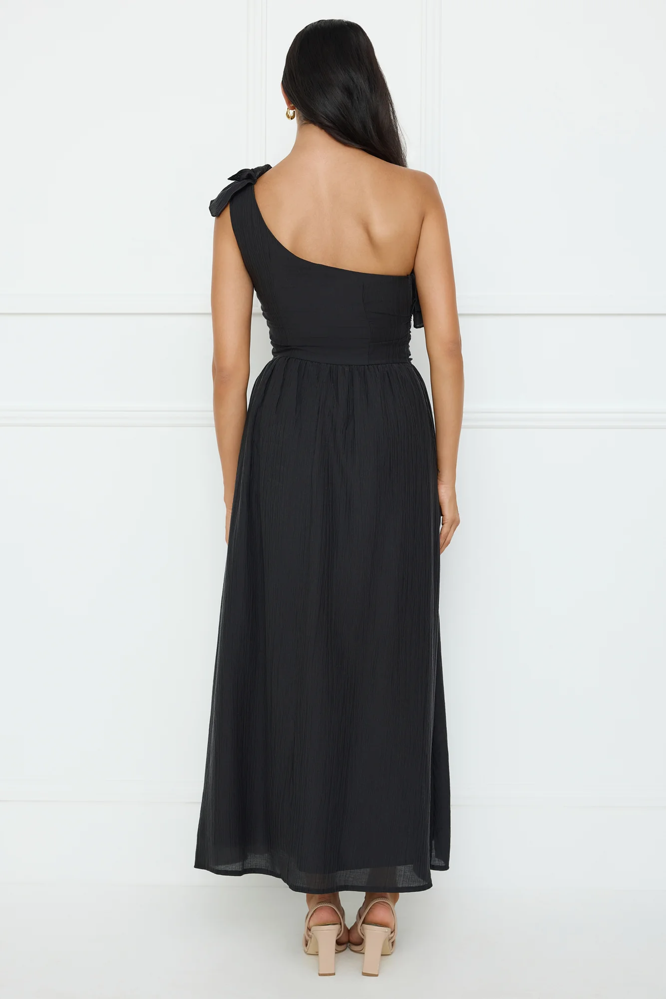 Pastel Dream One Shoulder Maxi Dress Black