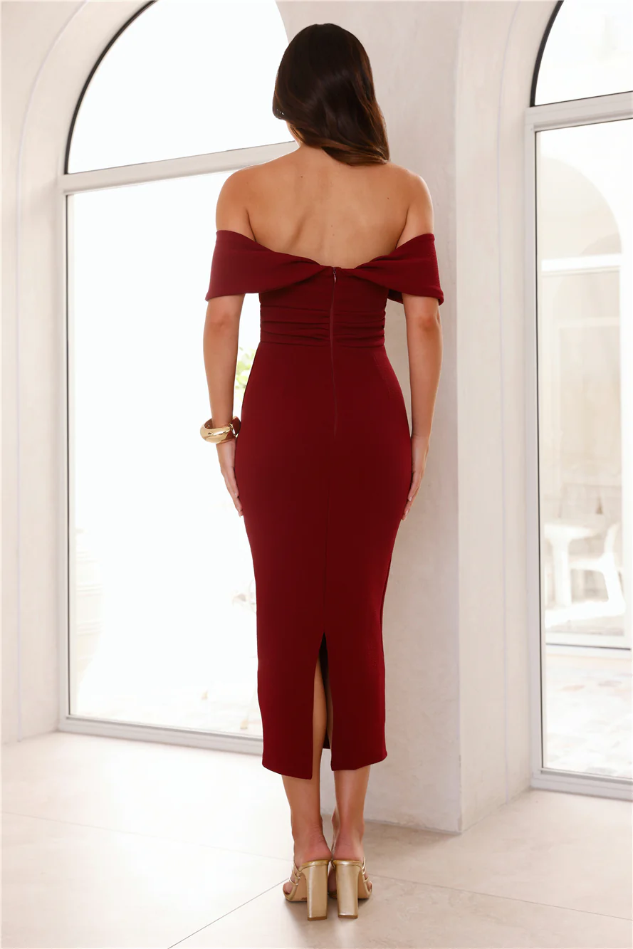 Need A Reason Midi Dress Maroon