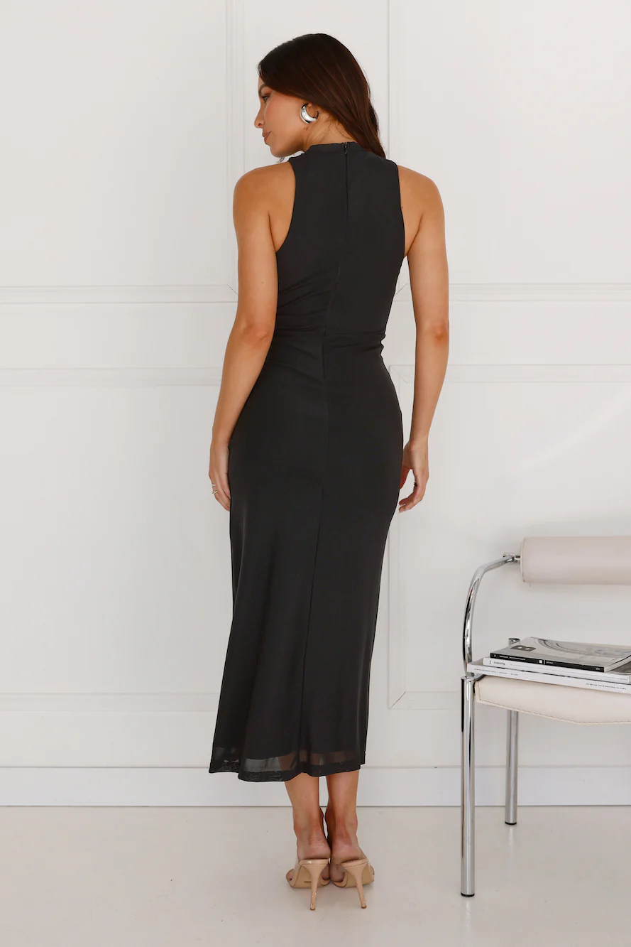 New Heights Mesh Midi Dress Black
