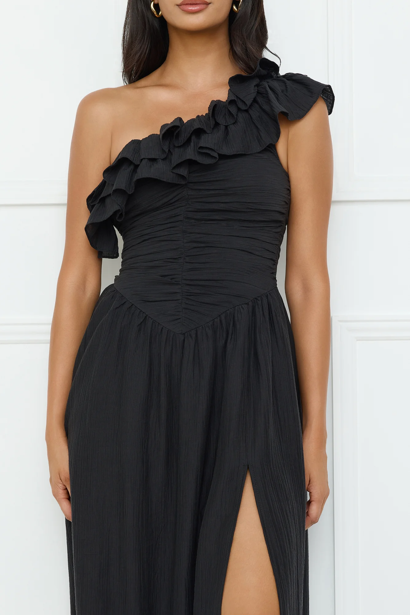 Pastel Dream One Shoulder Maxi Dress Black