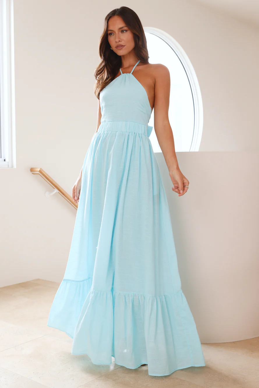 Ocean Charm Halter Maxi Dress Turquoise