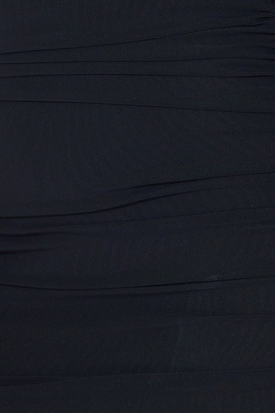 Music Moves Off The Shoulder Mesh Mini Dress Black