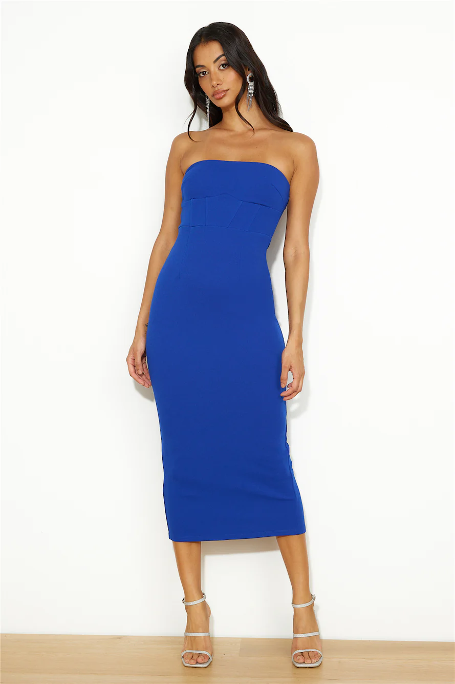 Party Palace Midi Dress Cobalt Blue