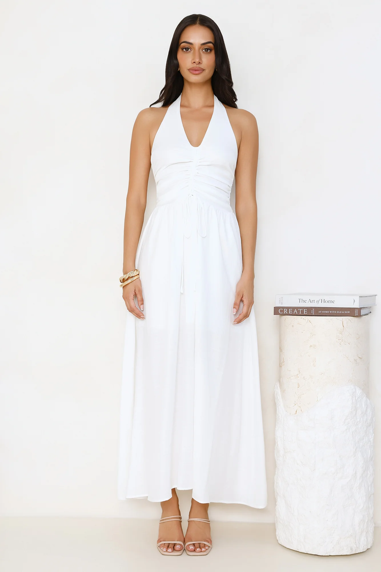 Ocean Kiss Halter Maxi Dress White