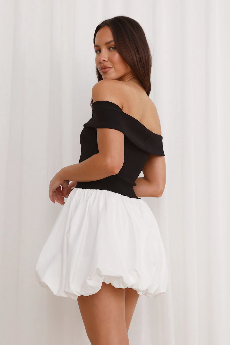 Oceanfront Off Shoulder Mini Dress Black