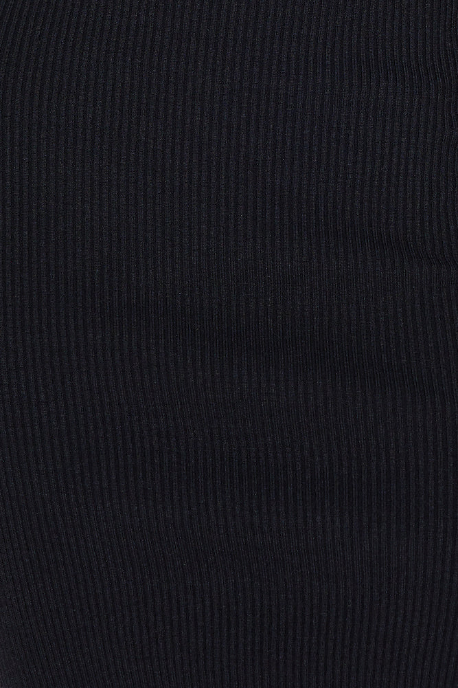 Night Owl Long Sleeve Ribbed Midi Dress Black