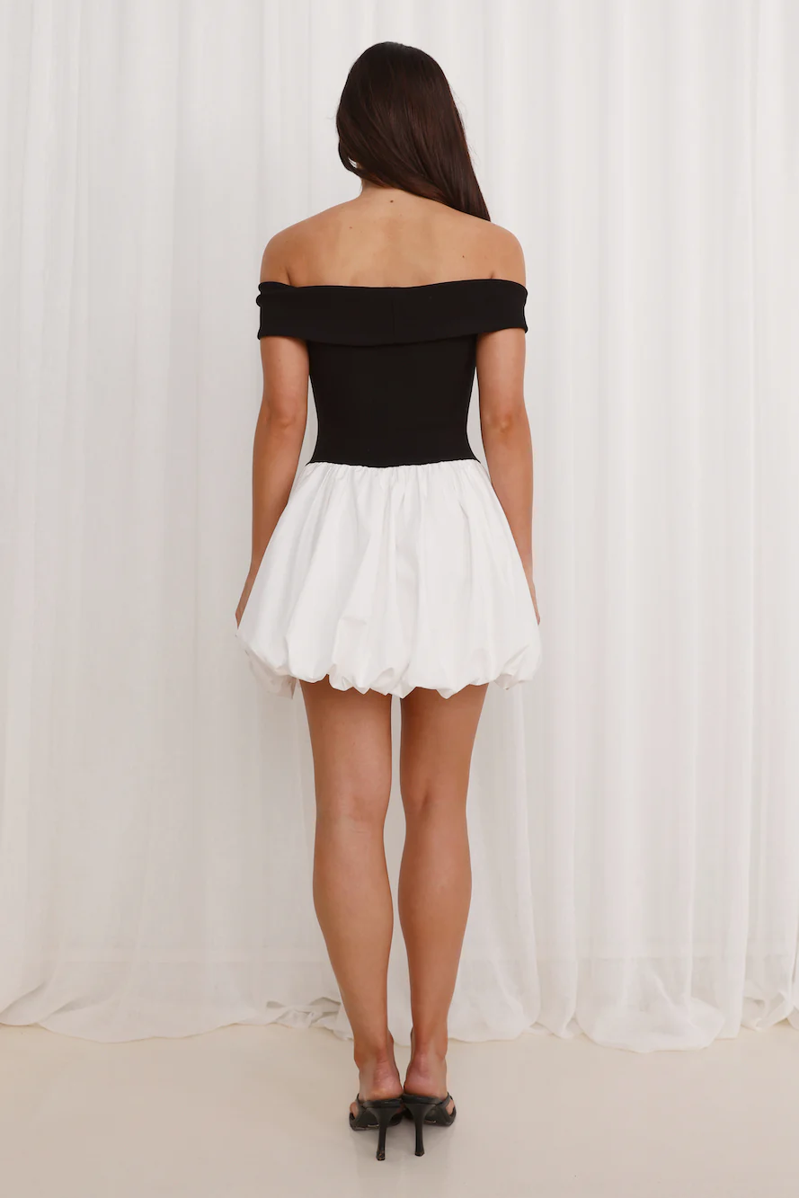 Oceanfront Off Shoulder Mini Dress Black