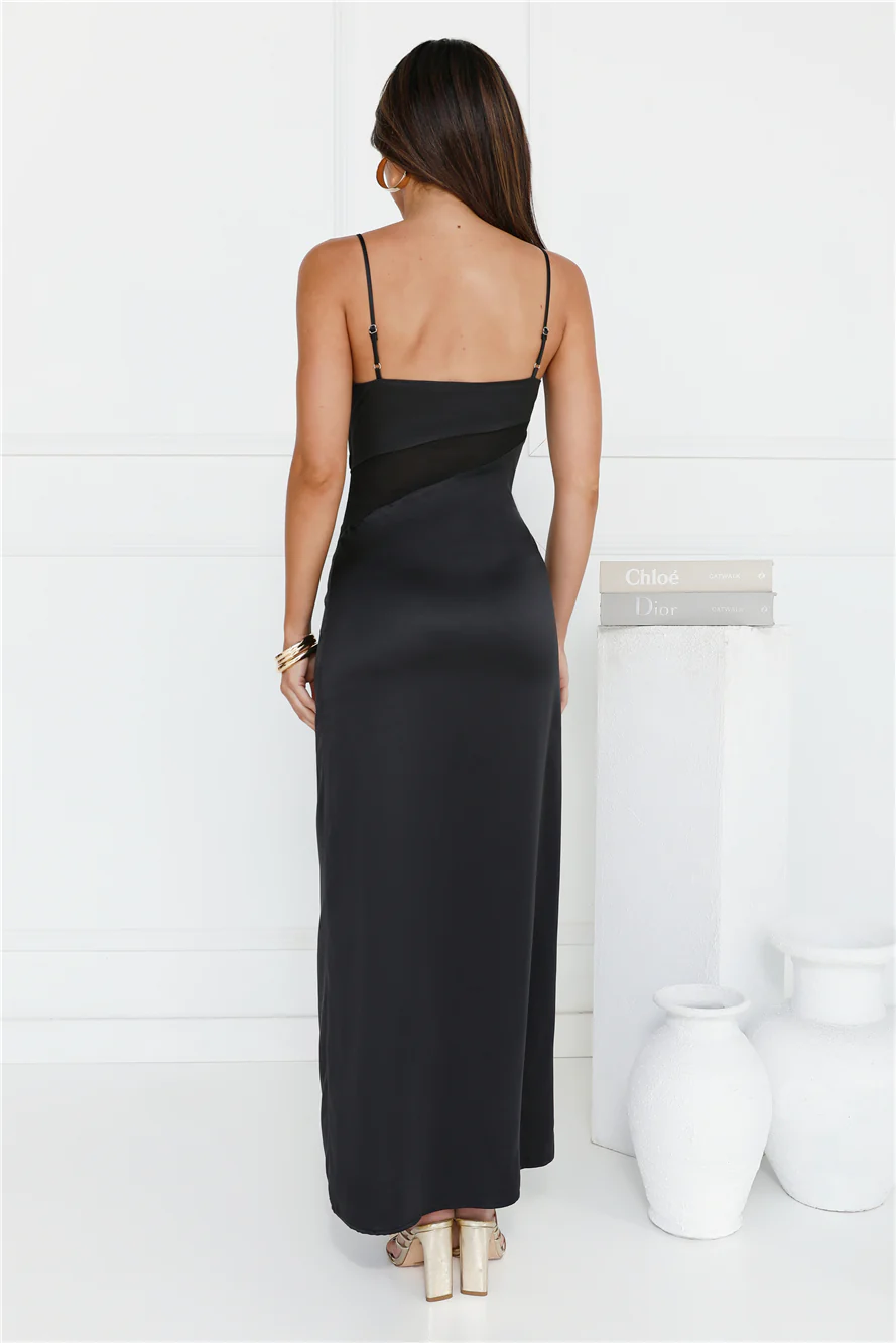 Personal Fave Satin Maxi Dress Black