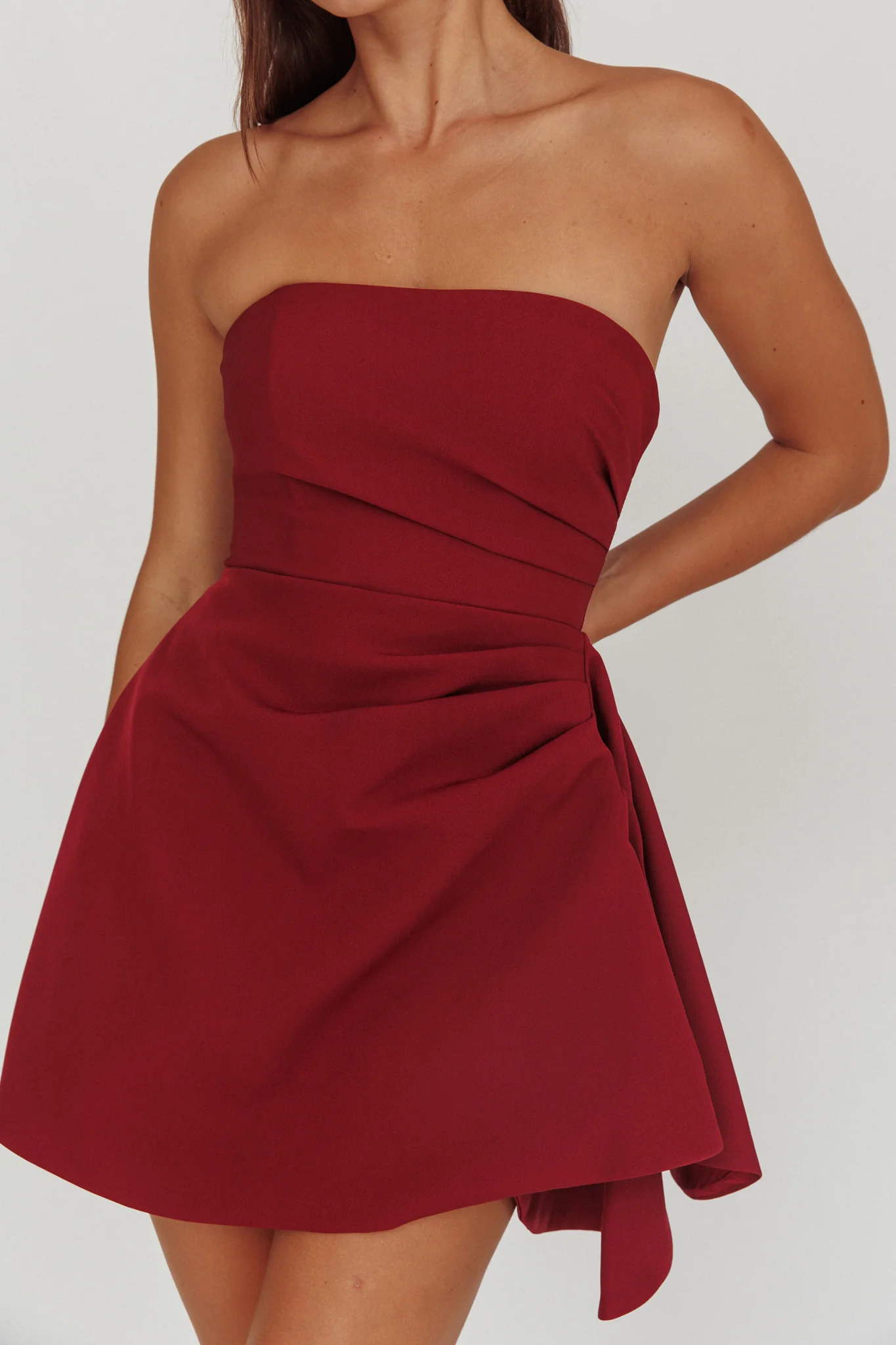 Minnesota Strapless Mini Dress Wine