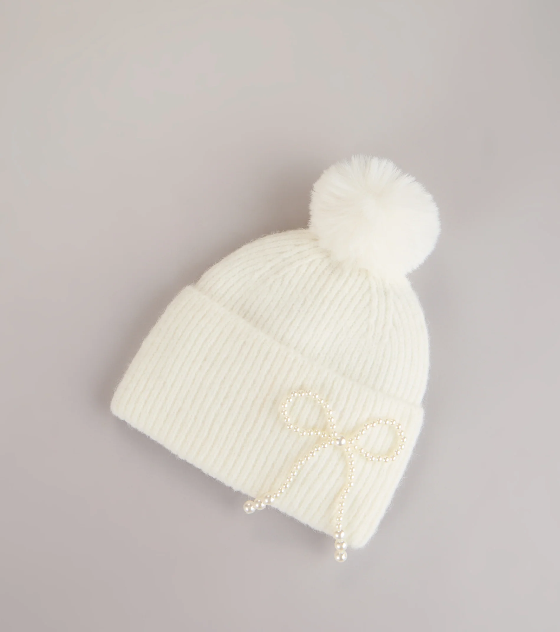 Snow Angel Pearl Bow Beanie