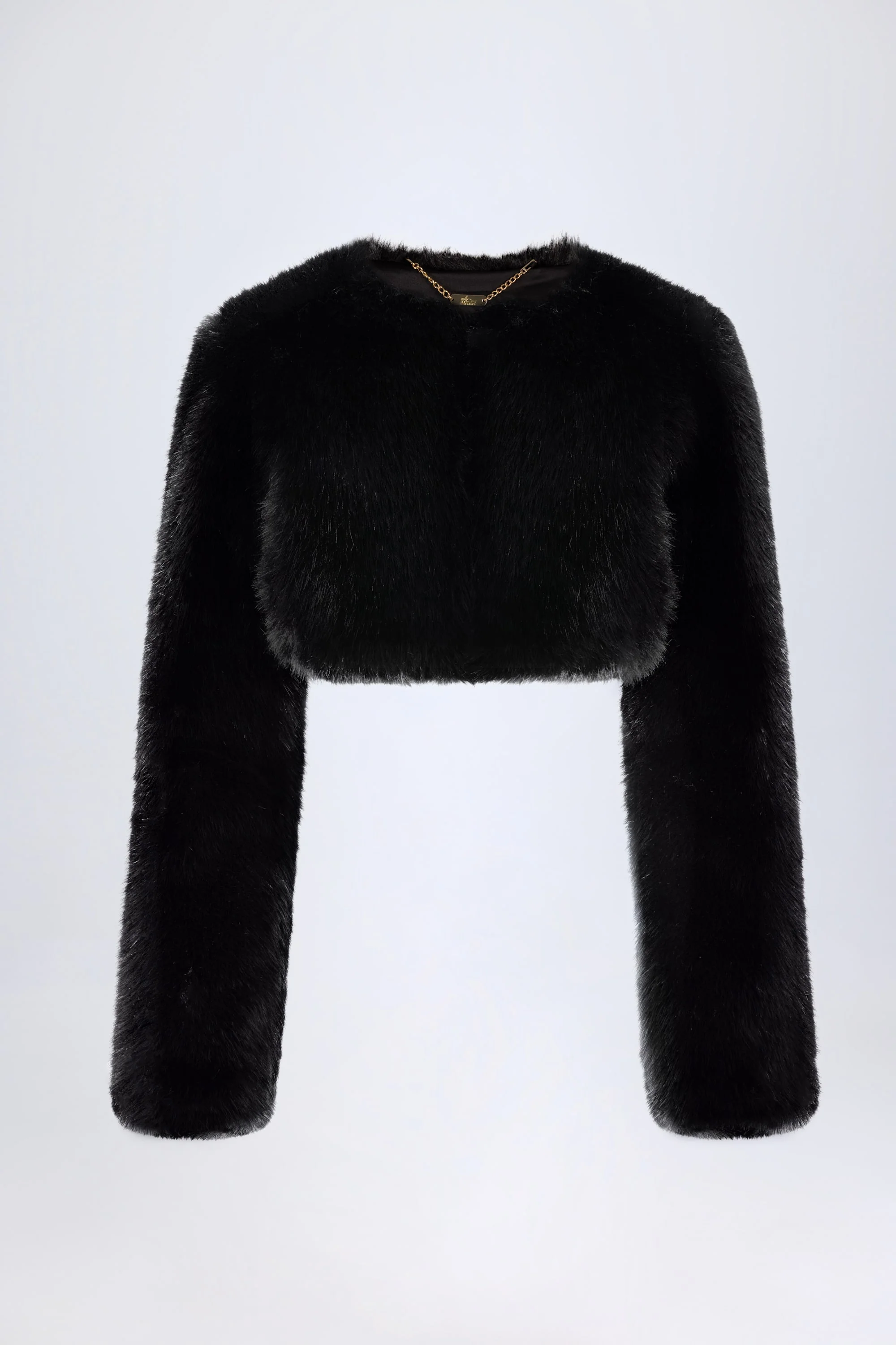 Faux Fur Cropped Bolero in Black