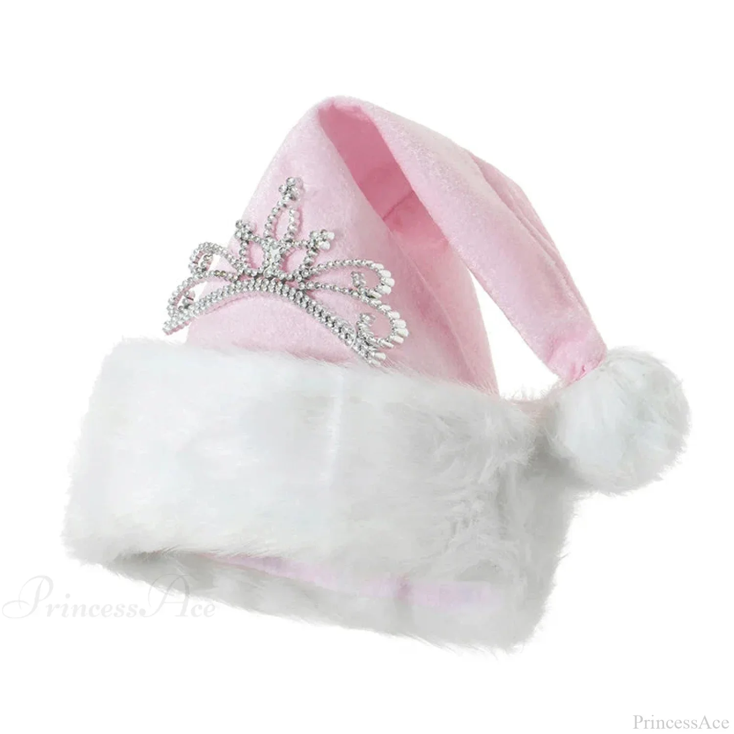 Santa Claus Fluffy Party Cap with Princess Tiara Women Hat