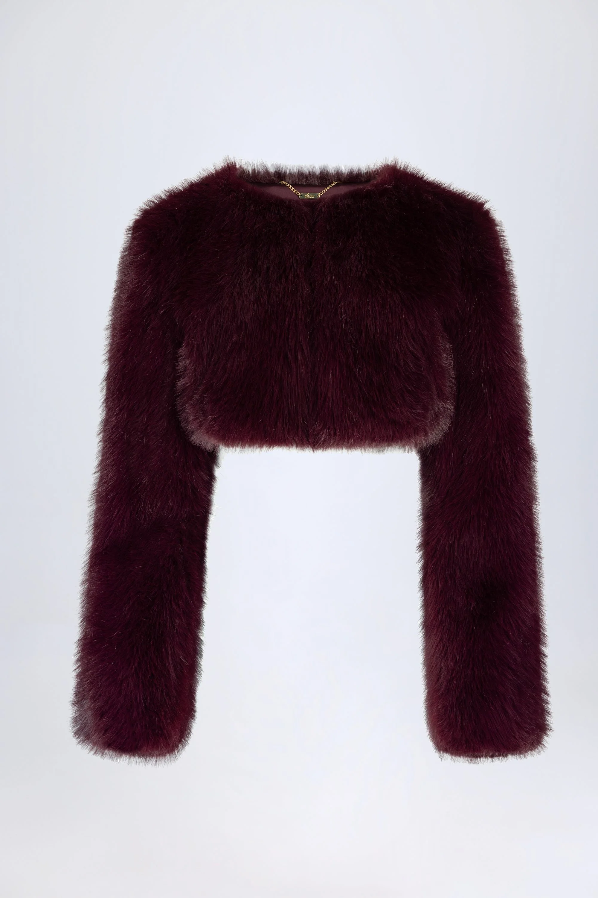 Faux Fur Cropped Bolero in Wine