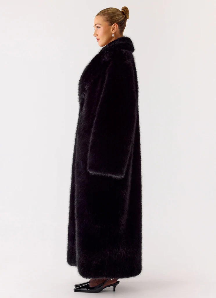 Kamil Faux Fur Maxi Coat - Black