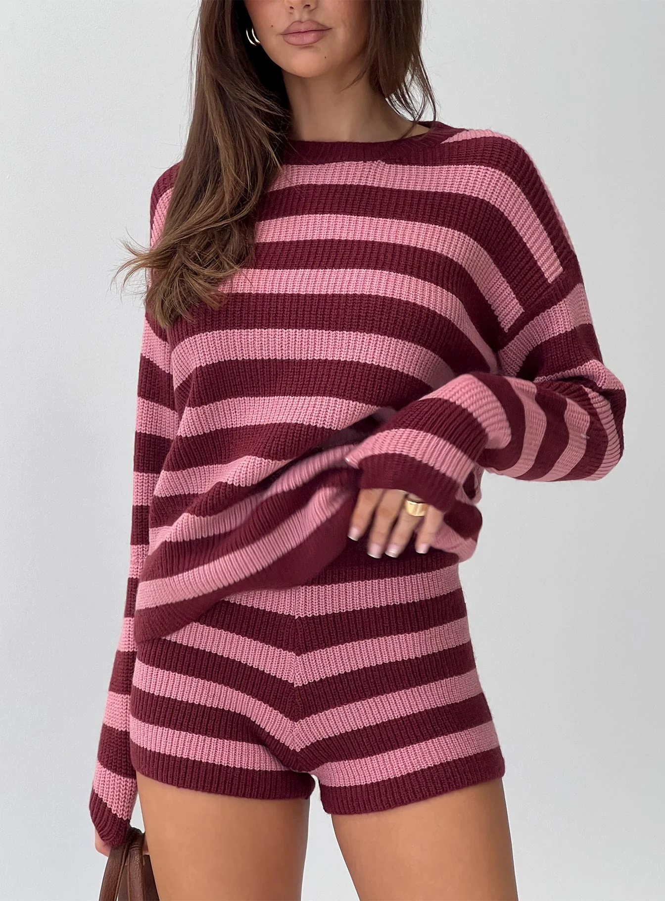 Whole New World Knit Set Pink Stripe