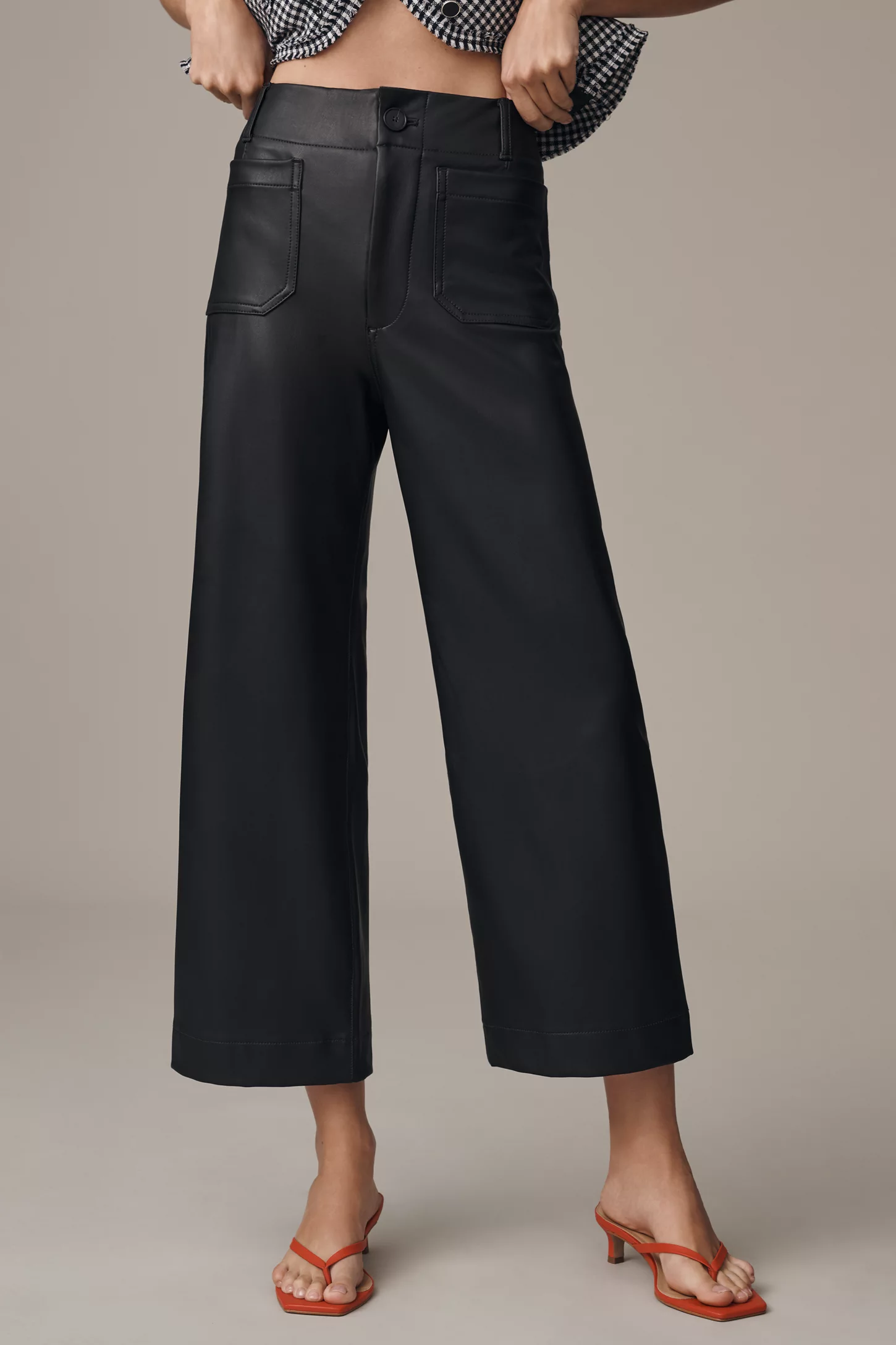 The Colette Faux Leather Crop Wide-Leg Pants