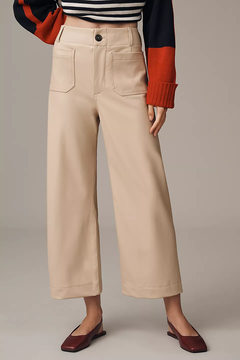 The Colette Faux Leather Crop Wide-Leg Pants