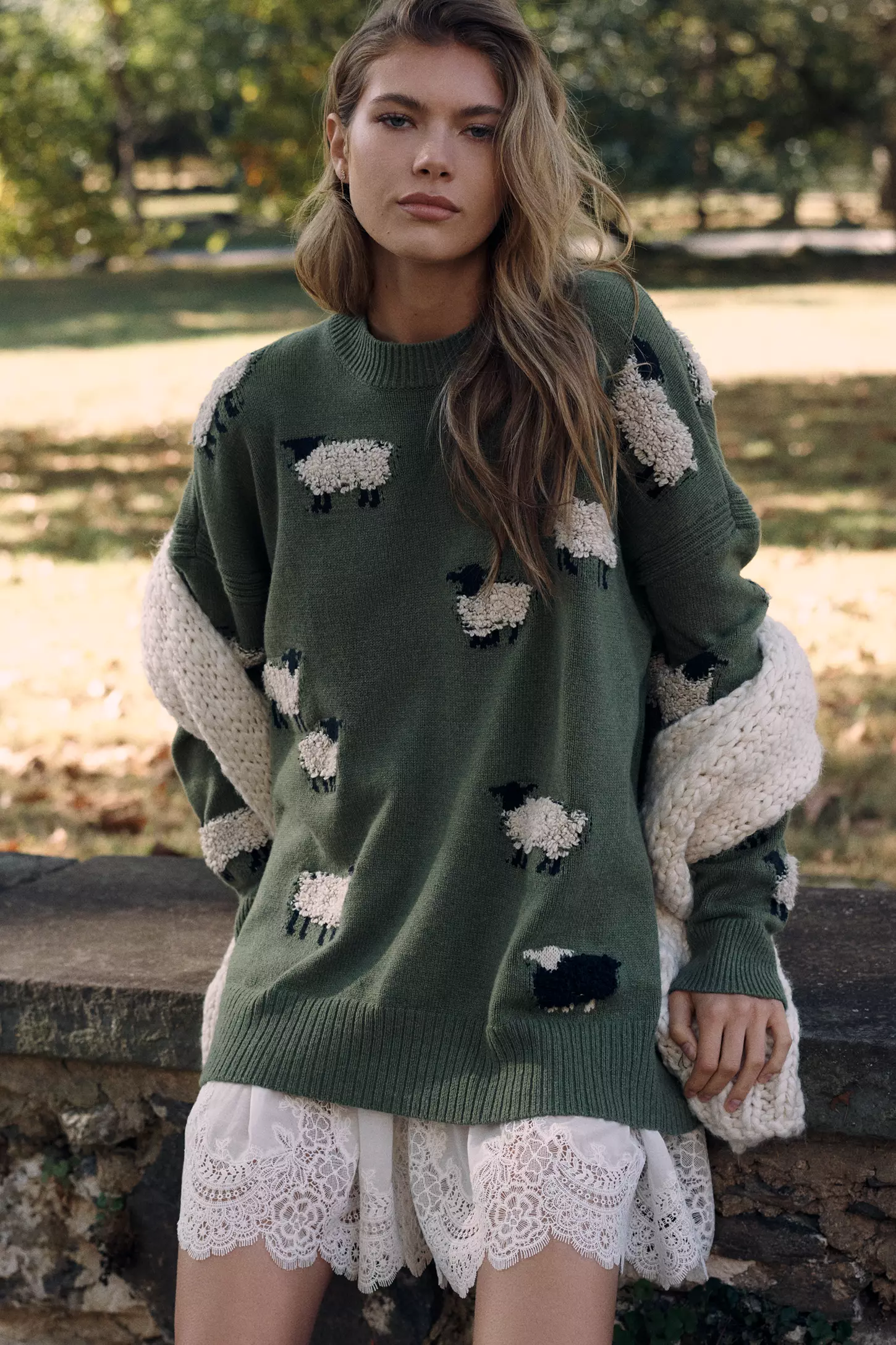Oversized Graphic Crew-Neck Sweater