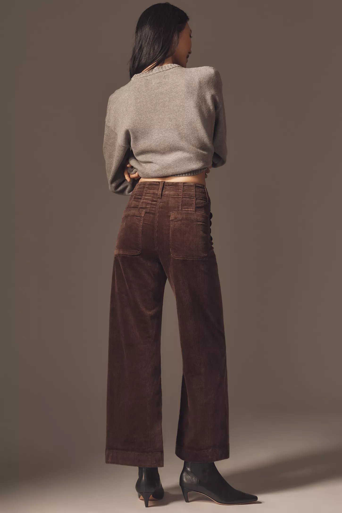 The Colette Scallop Pocket Corduroy Crop Wide-Leg Pants
