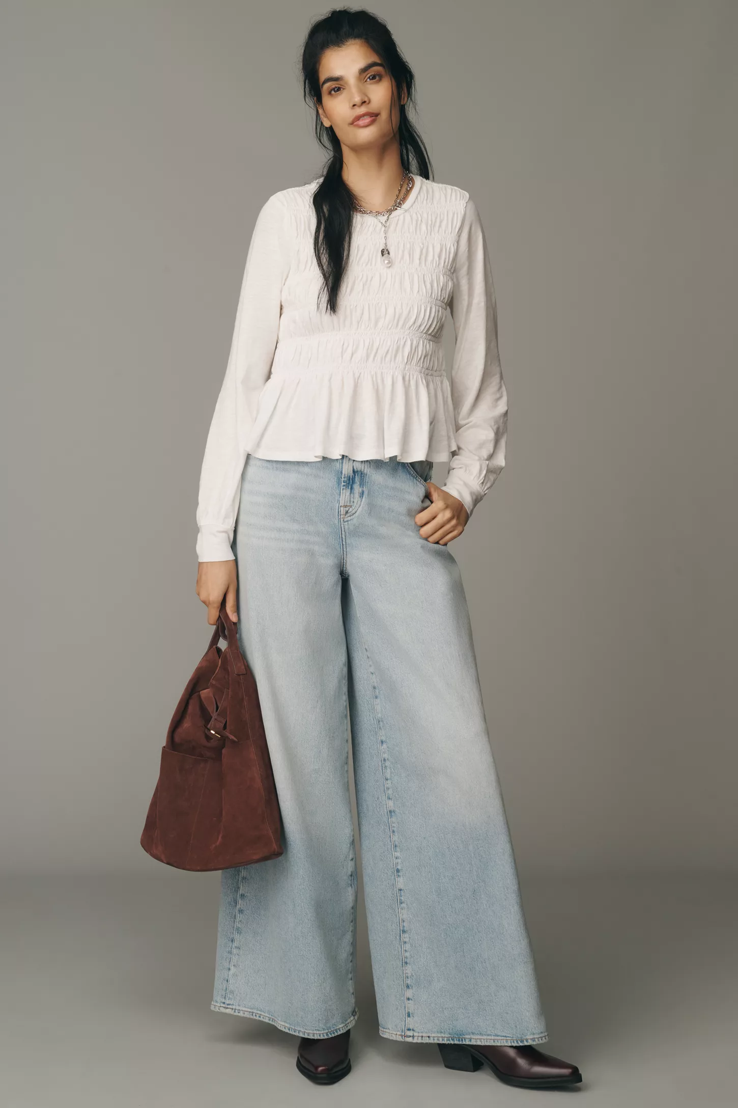 Pilcro Long-Sleeve Smocked Top