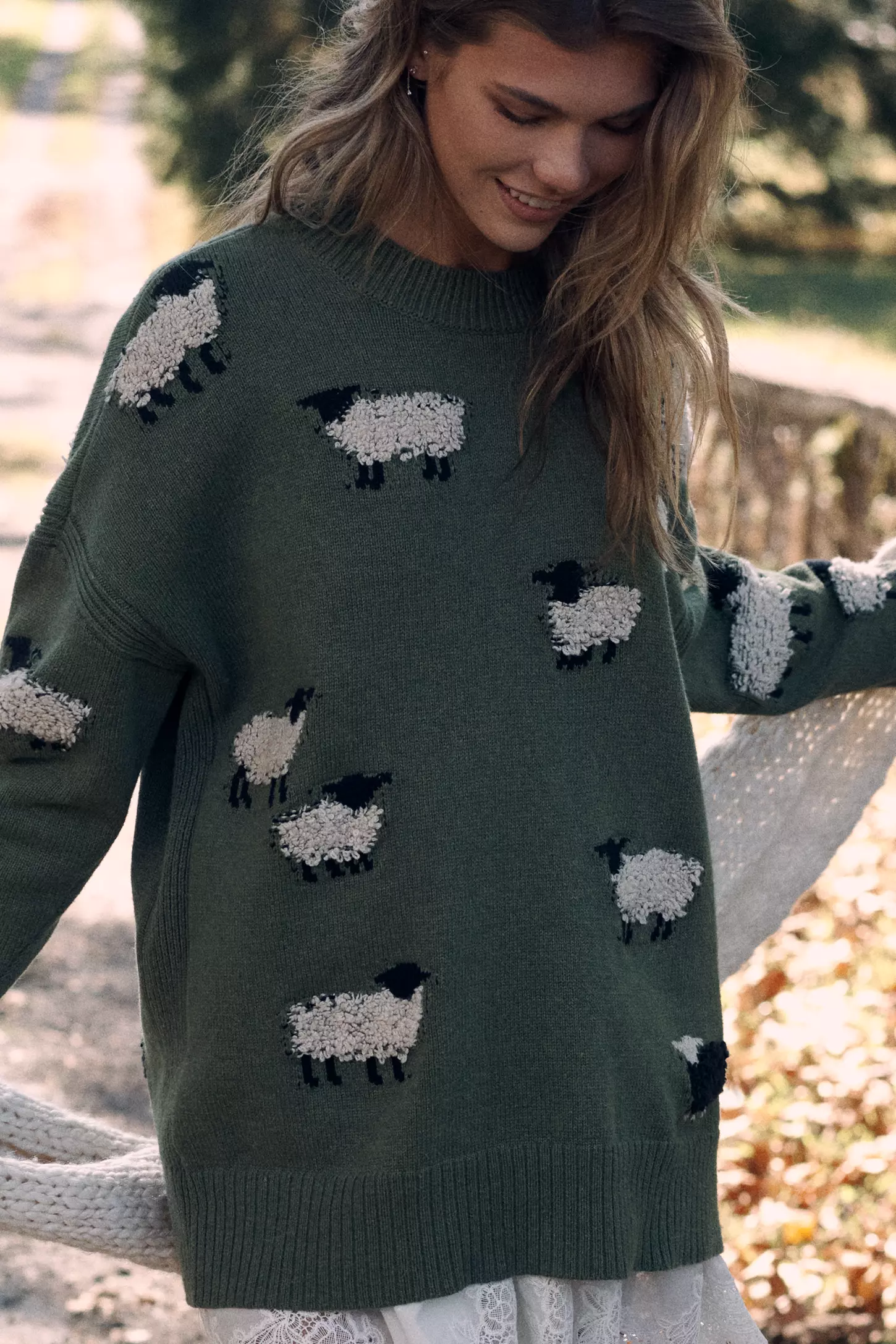 Oversized Graphic Crew-Neck Sweater