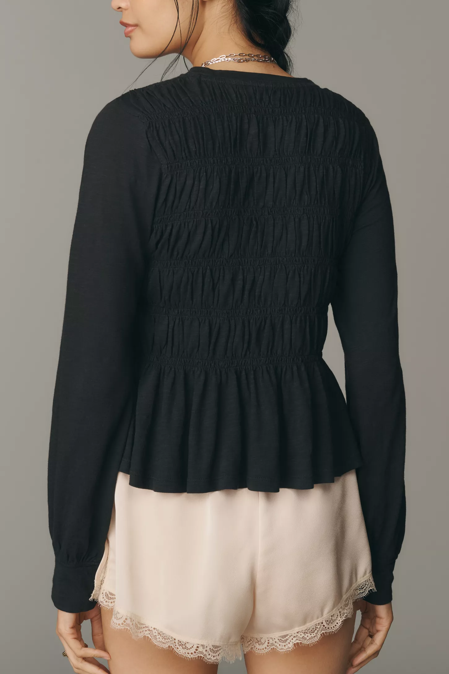 Pilcro Long-Sleeve Smocked Top