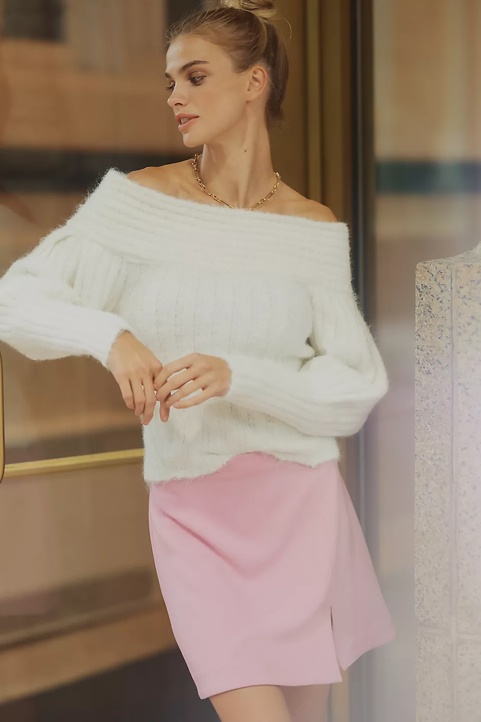 Off-Shoulder Batwing Sweater