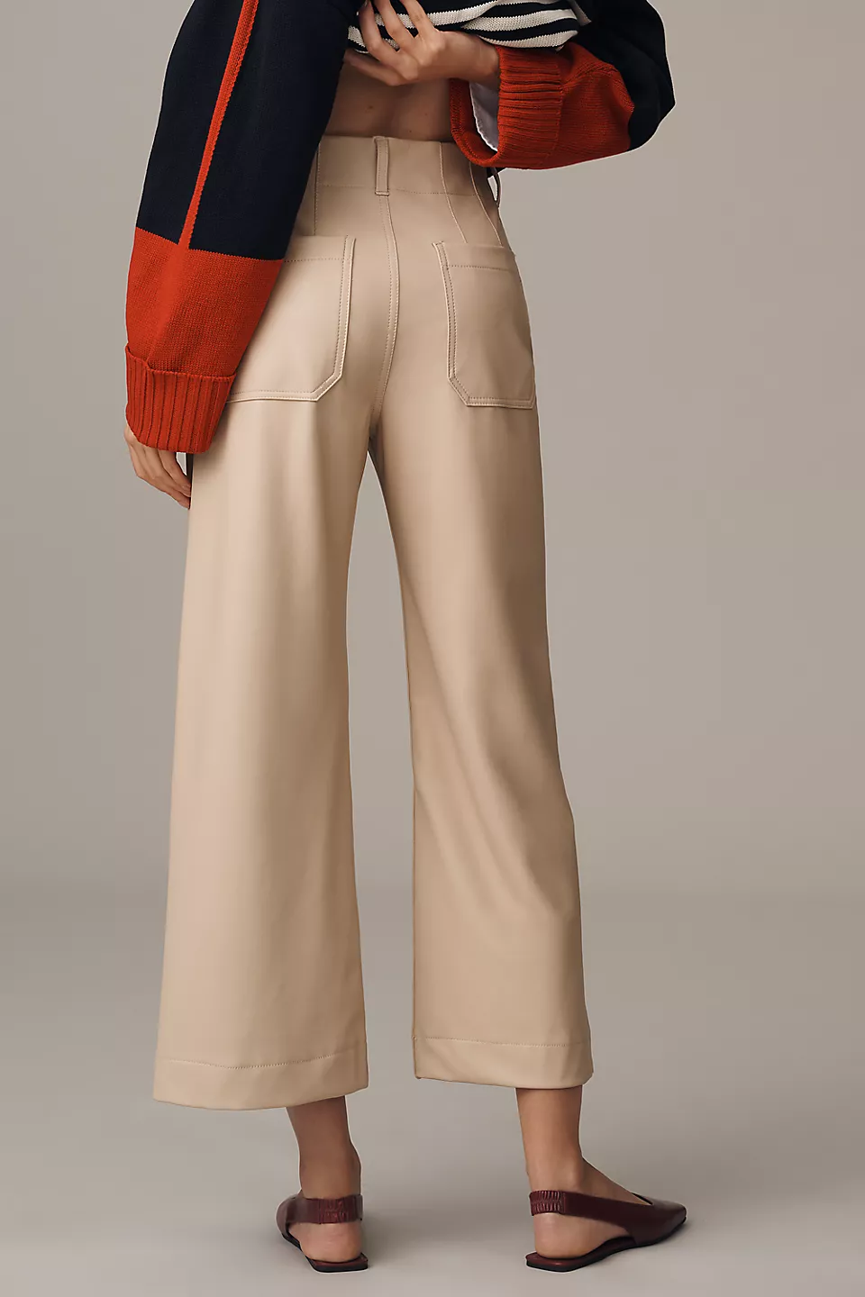 The Colette Faux Leather Crop Wide-Leg Pants
