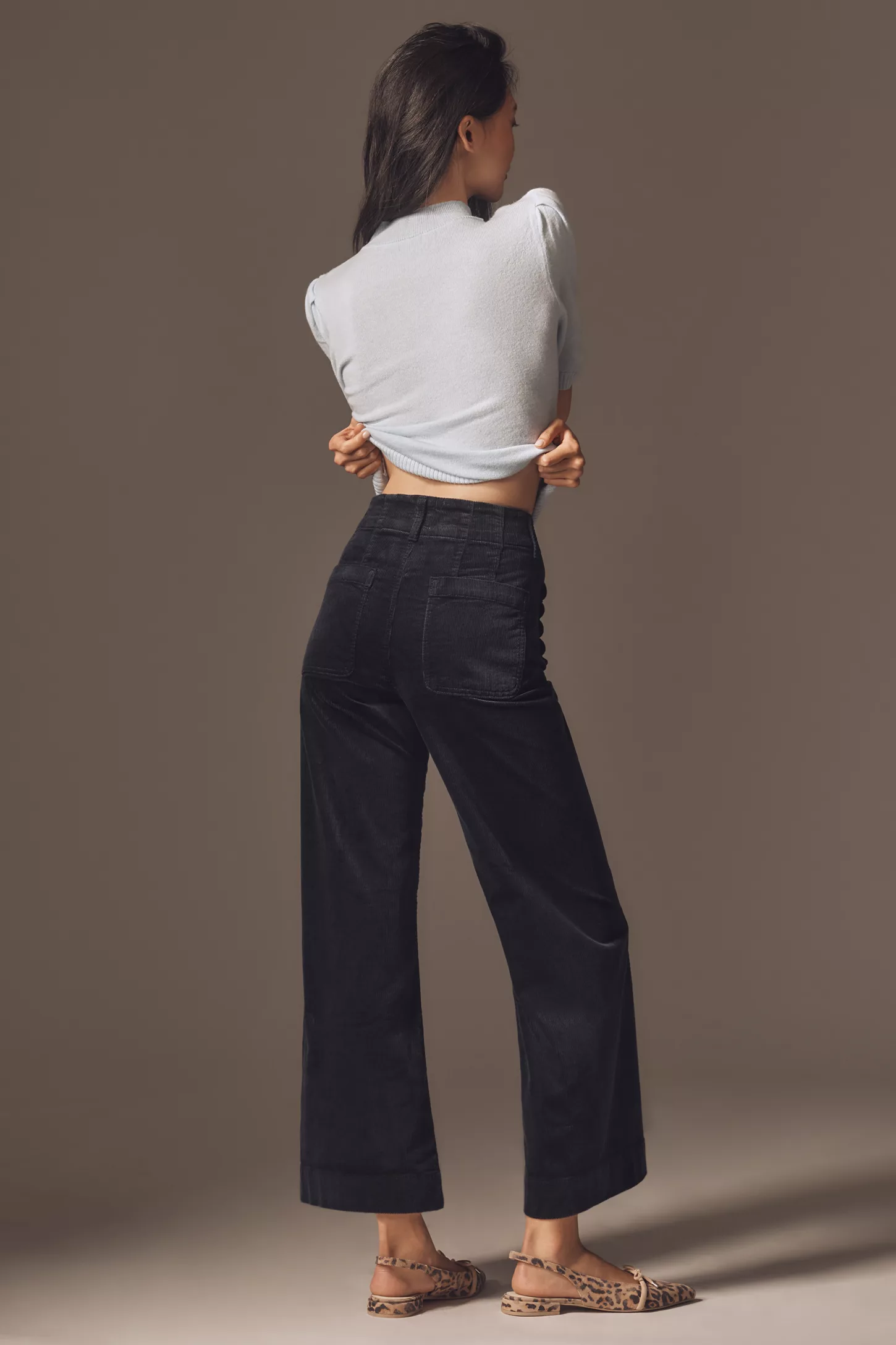 The Colette Scallop Pocket Corduroy Crop Wide-Leg Pants