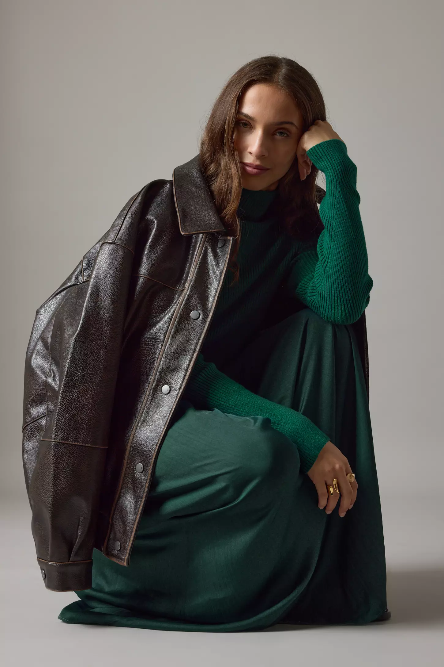 The Thea Long-Sleeve Twofer Maxi Dress