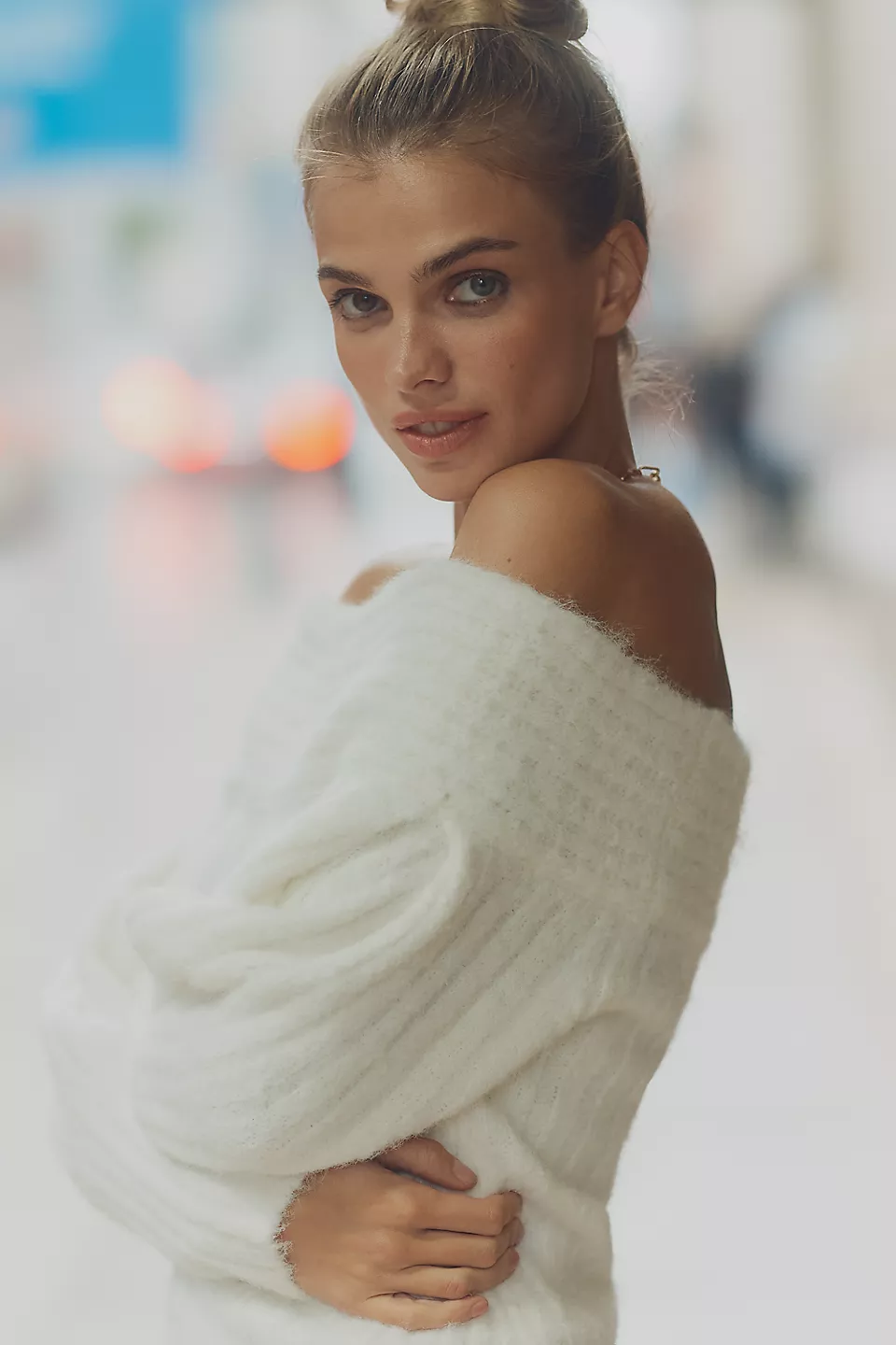 Off-Shoulder Batwing Sweater