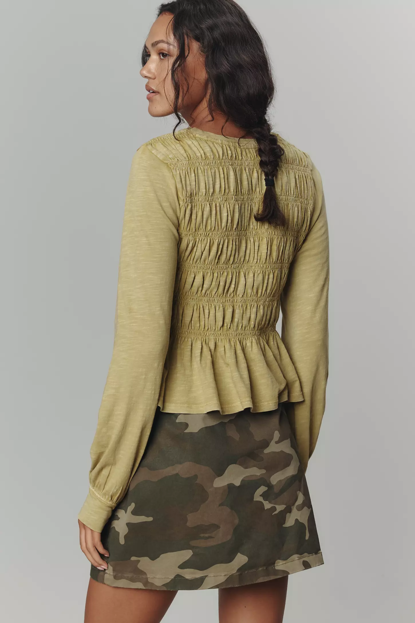 Pilcro Long-Sleeve Smocked Top