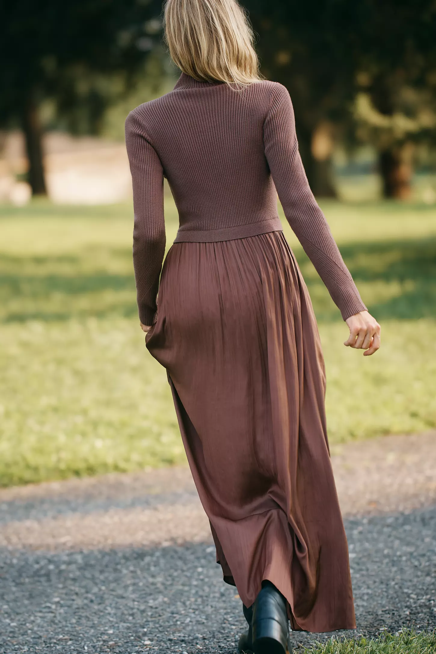 The Thea Long-Sleeve Twofer Maxi Dress
