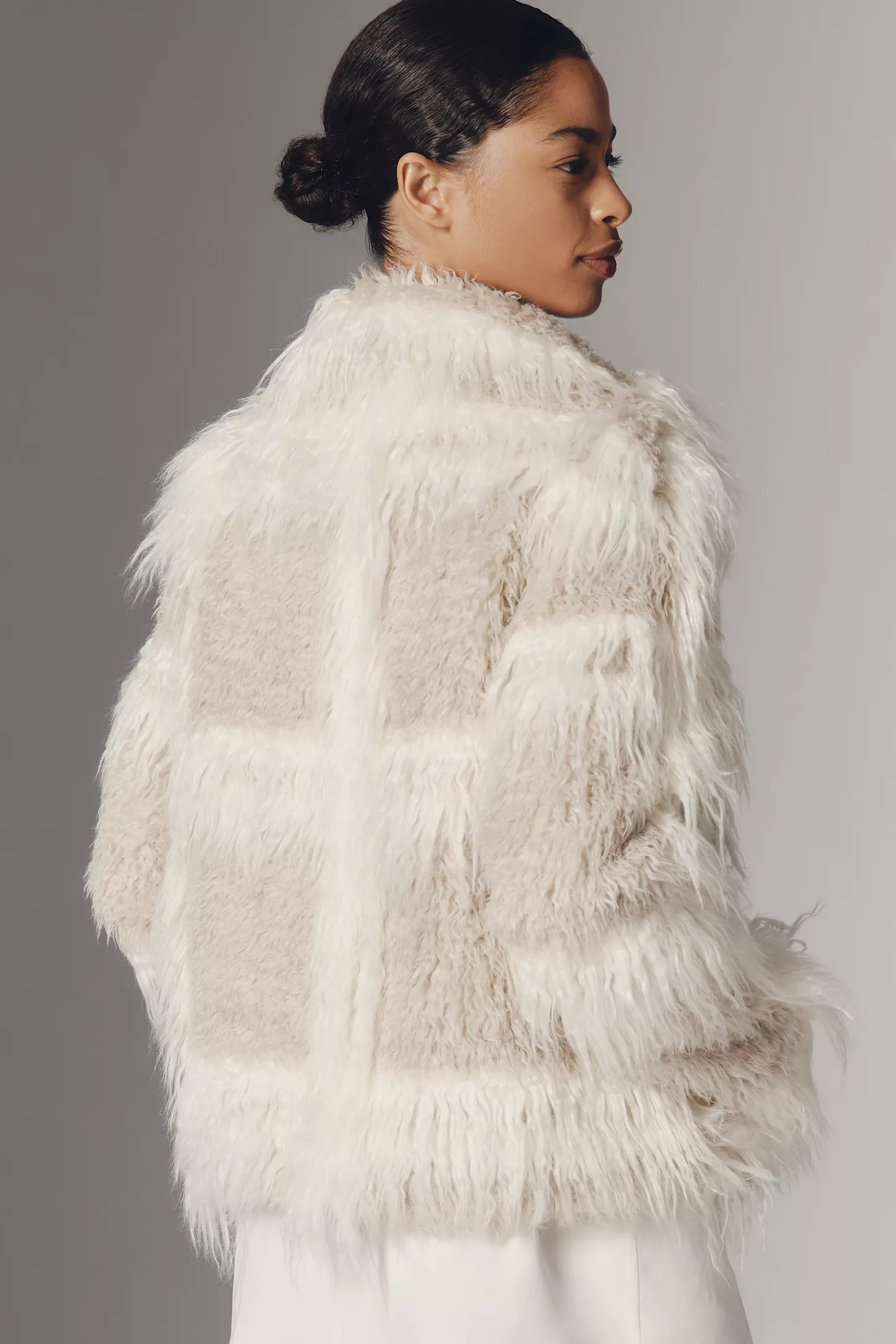 Textured Faux Fur Coat