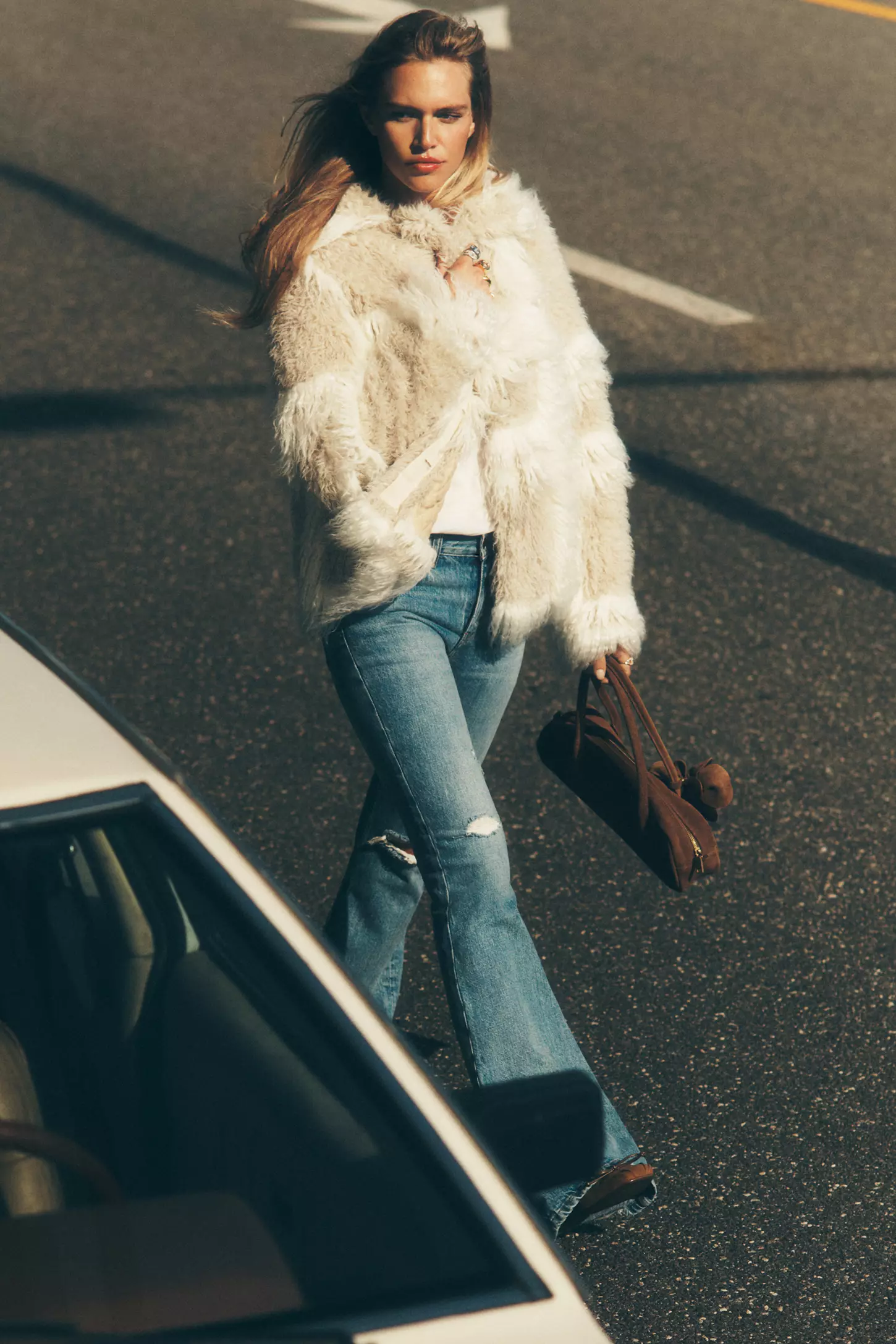 Textured Faux Fur Coat