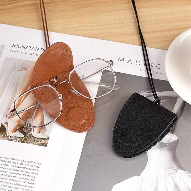 Leather Sunglasses Holder Necklace – Chic Button Strap Eyewear Chain