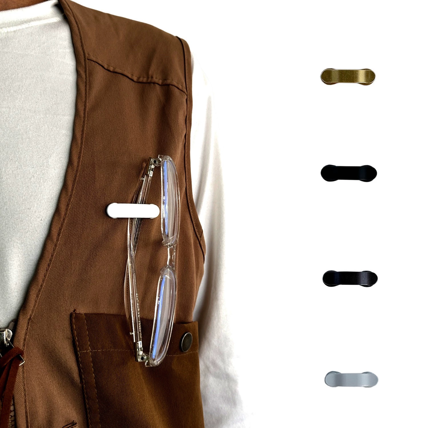 Minimalist Magnetic Eyewear Clip Brooch – Unisex Zinc Alloy Fashion Accessory