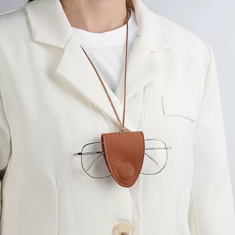 Leather Sunglasses Holder Necklace – Chic Button Strap Eyewear Chain