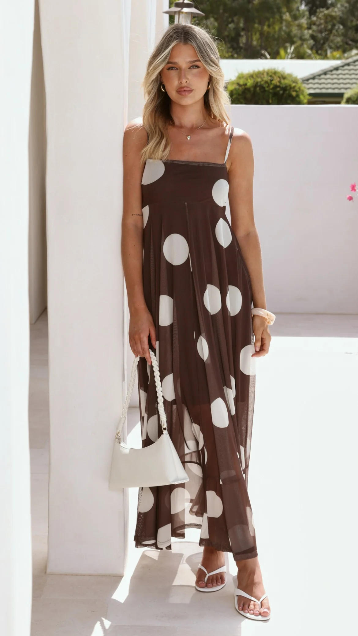 Melinda Maxi Dress - Chocolate / Cream Spot